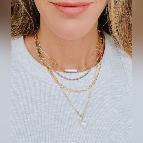 Pearl Necklace & Bracelet Set Bundle Waterproof Jewelry Baroque Pearl Necklace - Picture 14 of 14